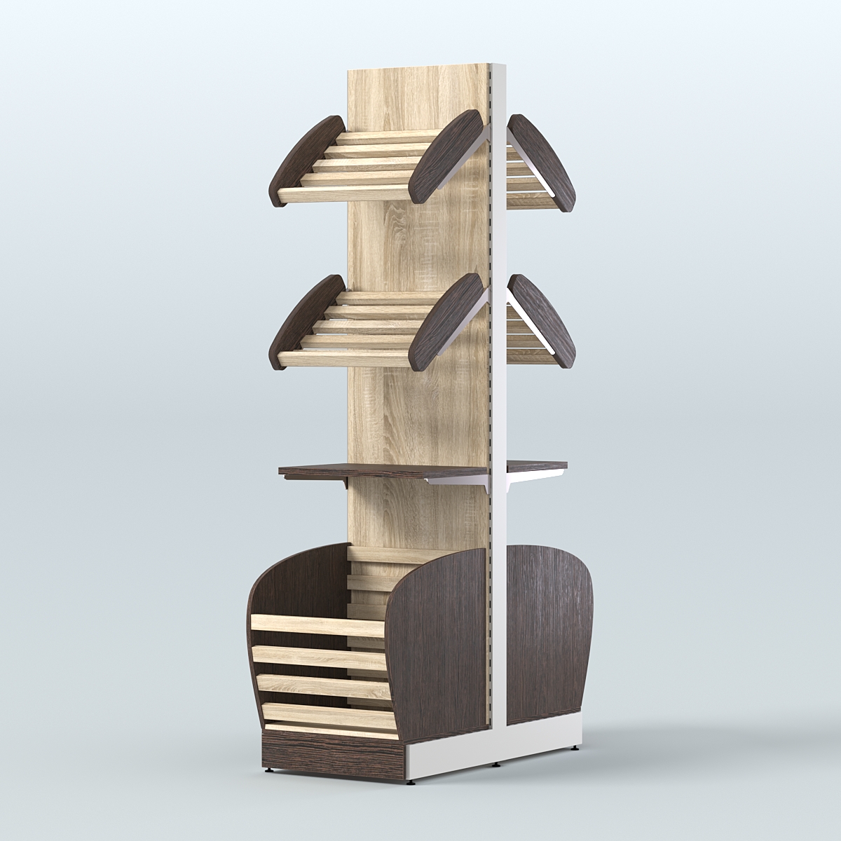 Малый островной стеллаж с полками и корзинами для хлеба и выпечки СХОВН-04 Дуб Венге + Дуб Сонома