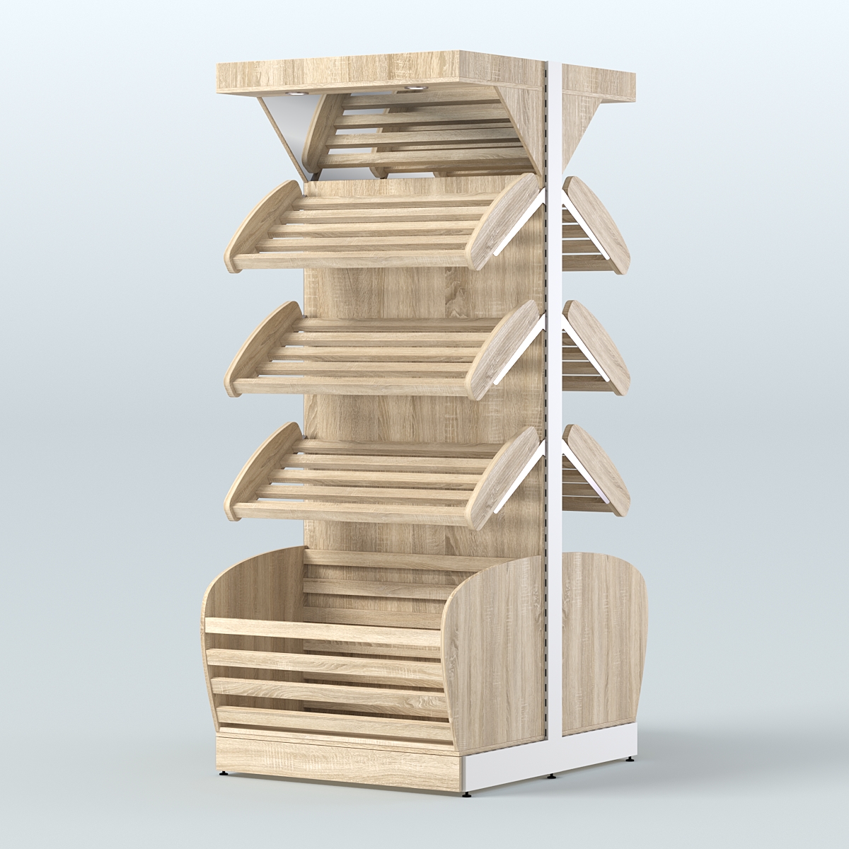 Объемный островной стеллаж для хлеба и выпечки с накопителем и фризом СХОВНФ-01 Дуб сонома