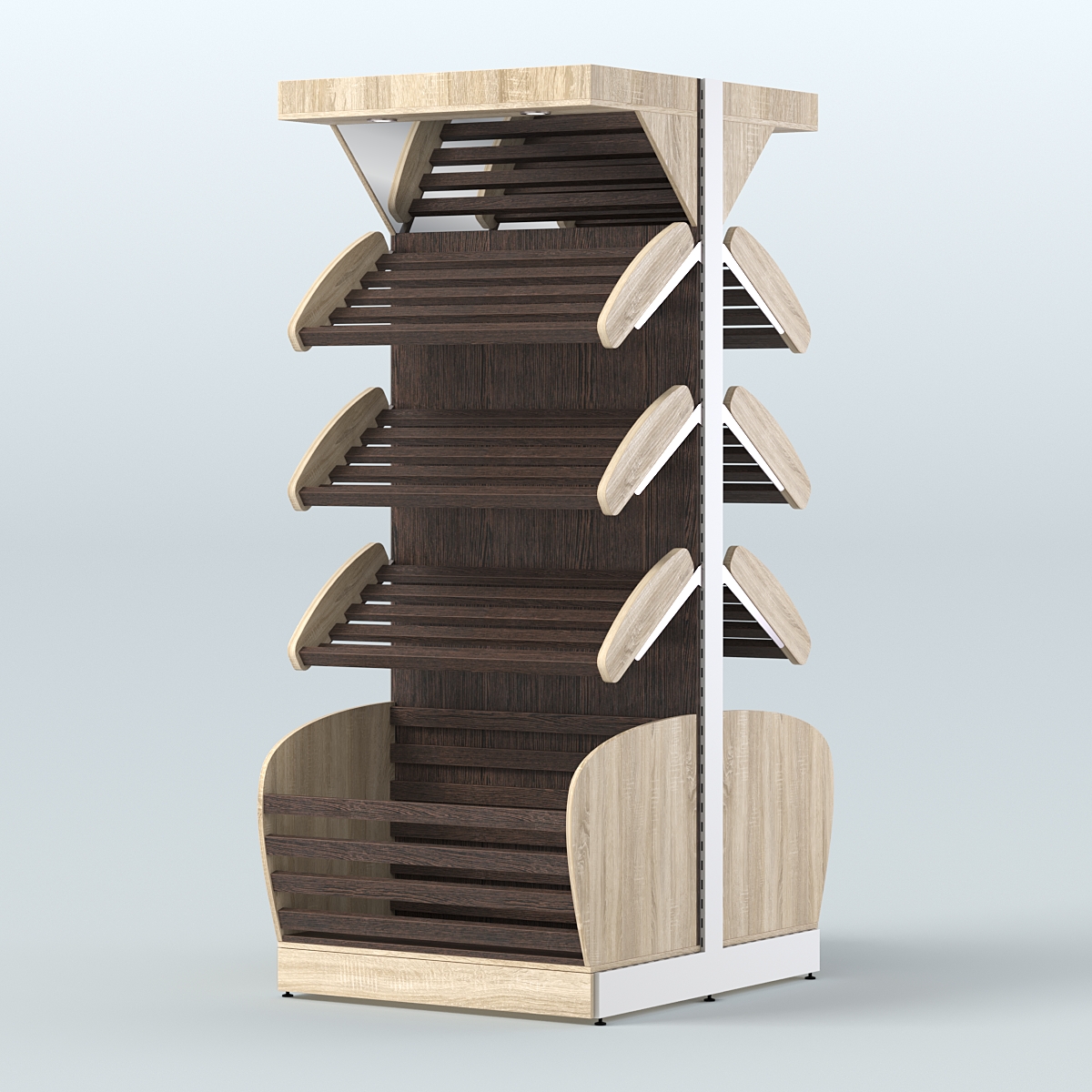 Объемный островной стеллаж для хлеба и выпечки с накопителем и фризом СХОВНФ-01 Дуб Сонома + Дуб Венге