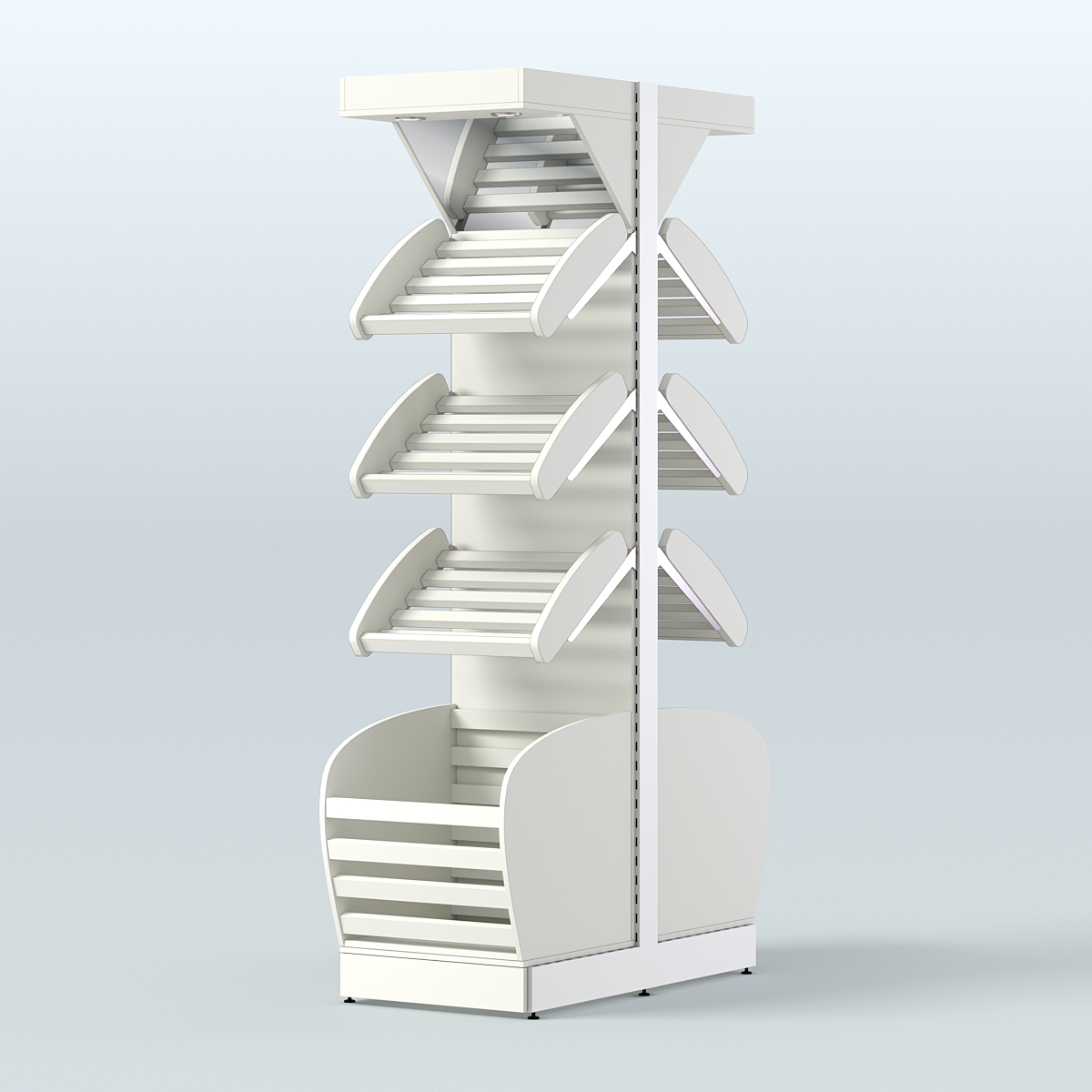 Вместительный островной стеллаж для хлеба и выпечки с накопителем и фризом СХОВНФ-02 Белый