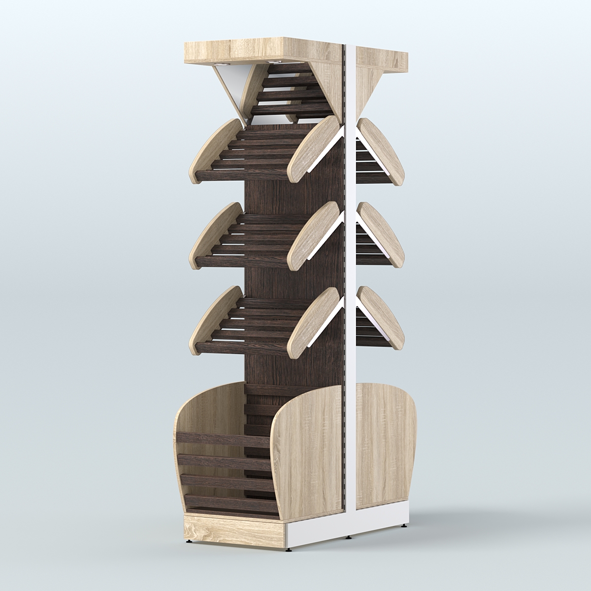 Вместительный островной стеллаж для хлеба и выпечки с накопителем и фризом СХОВНФ-02 Дуб Сонома + Дуб Венге