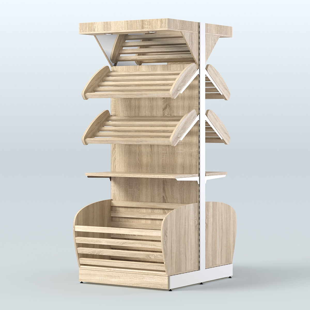 Высокий островной стеллаж в центр зала для хлеба и выпечки СХОВНФ-03 Дуб сонома