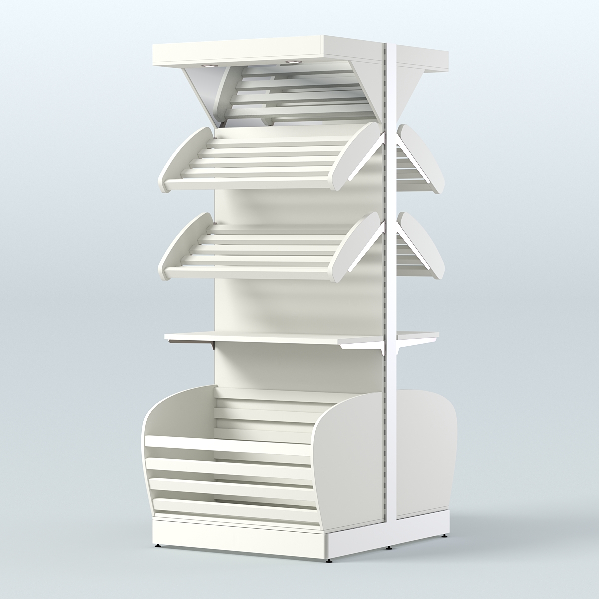 Высокий островной стеллаж в центр зала для хлеба и выпечки СХОВНФ-03 Белый