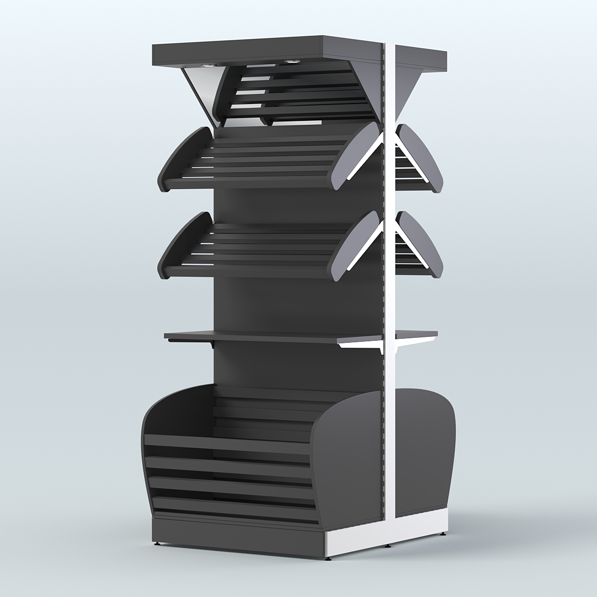 Высокий островной стеллаж в центр зала для хлеба и выпечки СХОВНФ-03 Черный