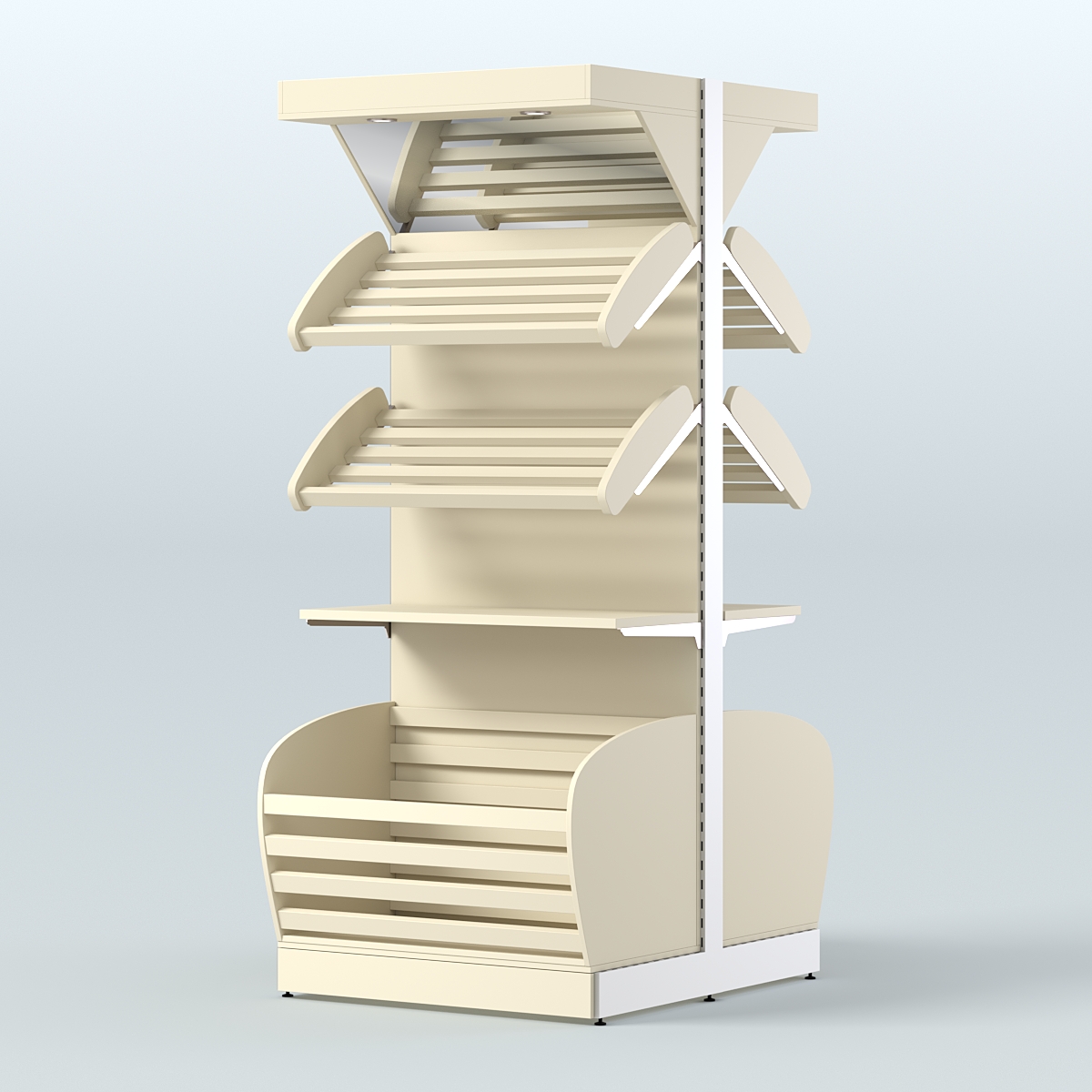 Высокий островной стеллаж в центр зала для хлеба и выпечки СХОВНФ-03 Крем Вайс