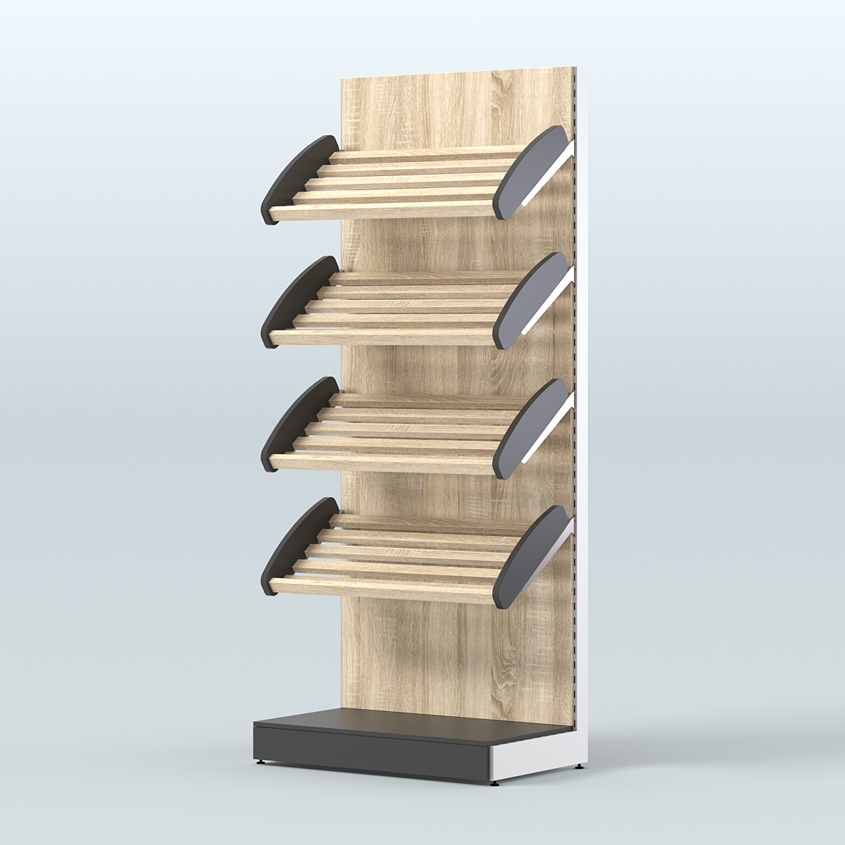 Стеллаж для хлеба и выпечки с четырьмя наклонными полками СХНП-02 Черный + Дуб Сонома