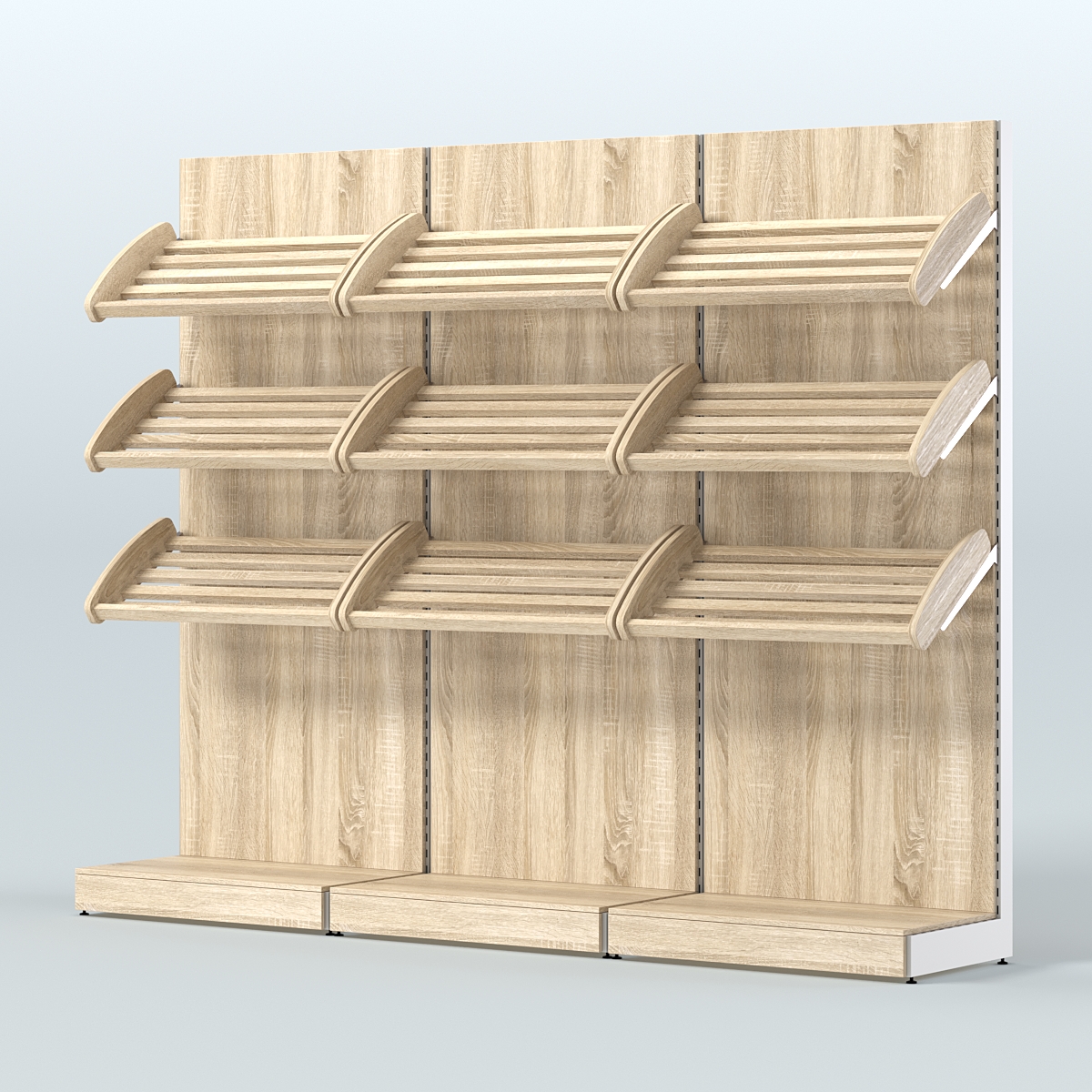 Стеллаж для хлеба и выпечки с тремя наклонными полками трех-секционный СХНП-03 Дуб Сонома