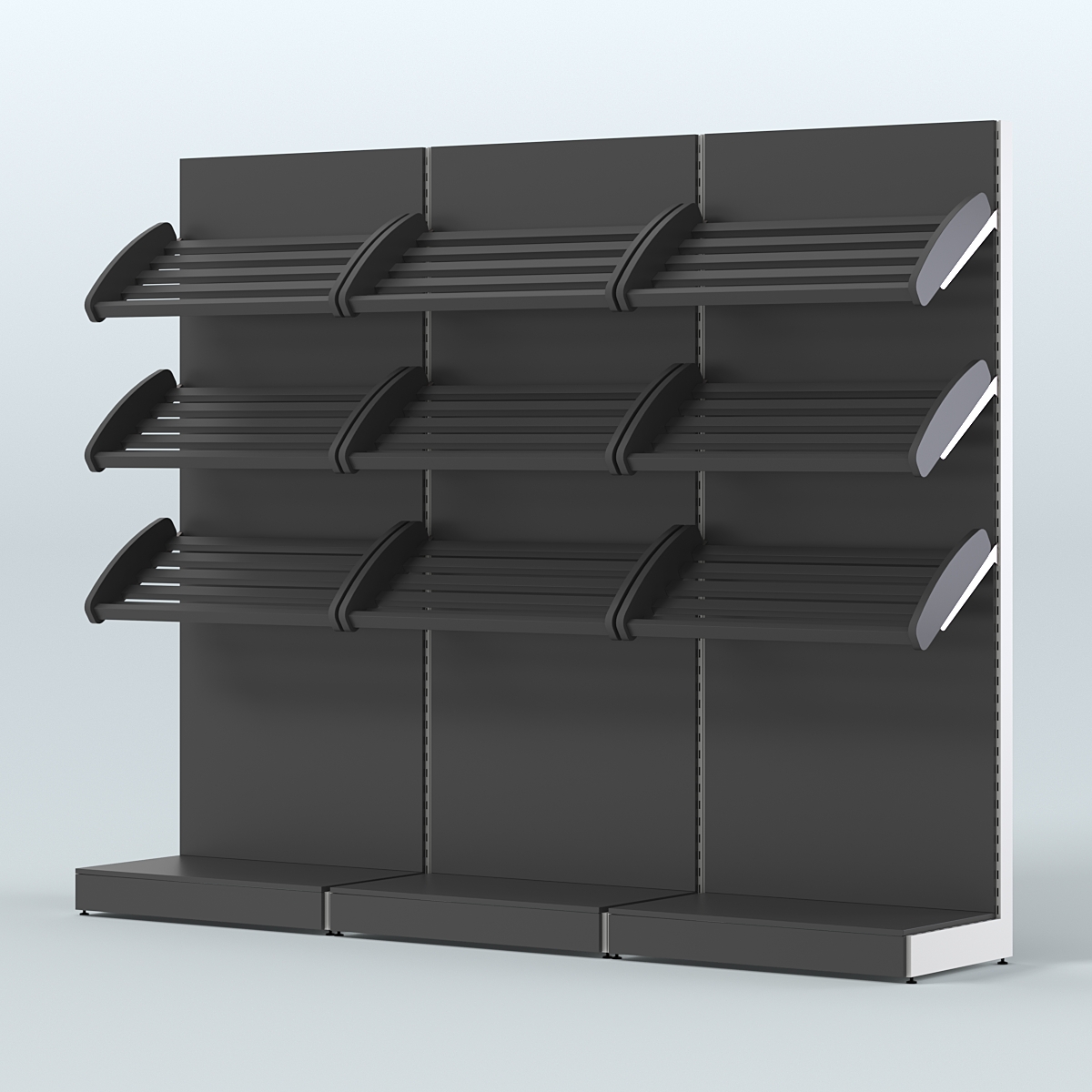 Стеллаж для хлеба и выпечки с тремя наклонными полками трех-секционный СХНП-03 Черный