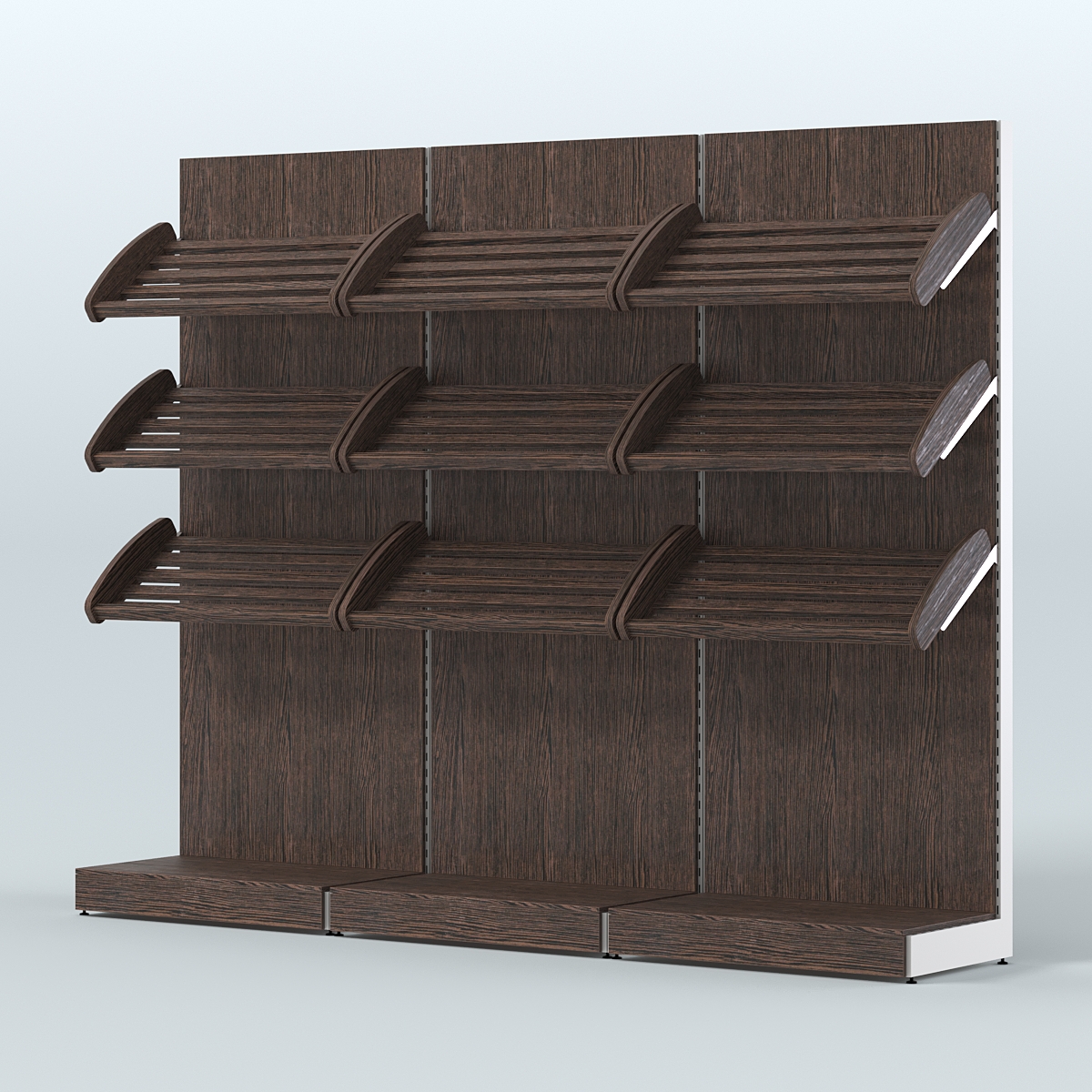 Стеллаж для хлеба и выпечки с тремя наклонными полками трех-секционный СХНП-03 Дуб Венге