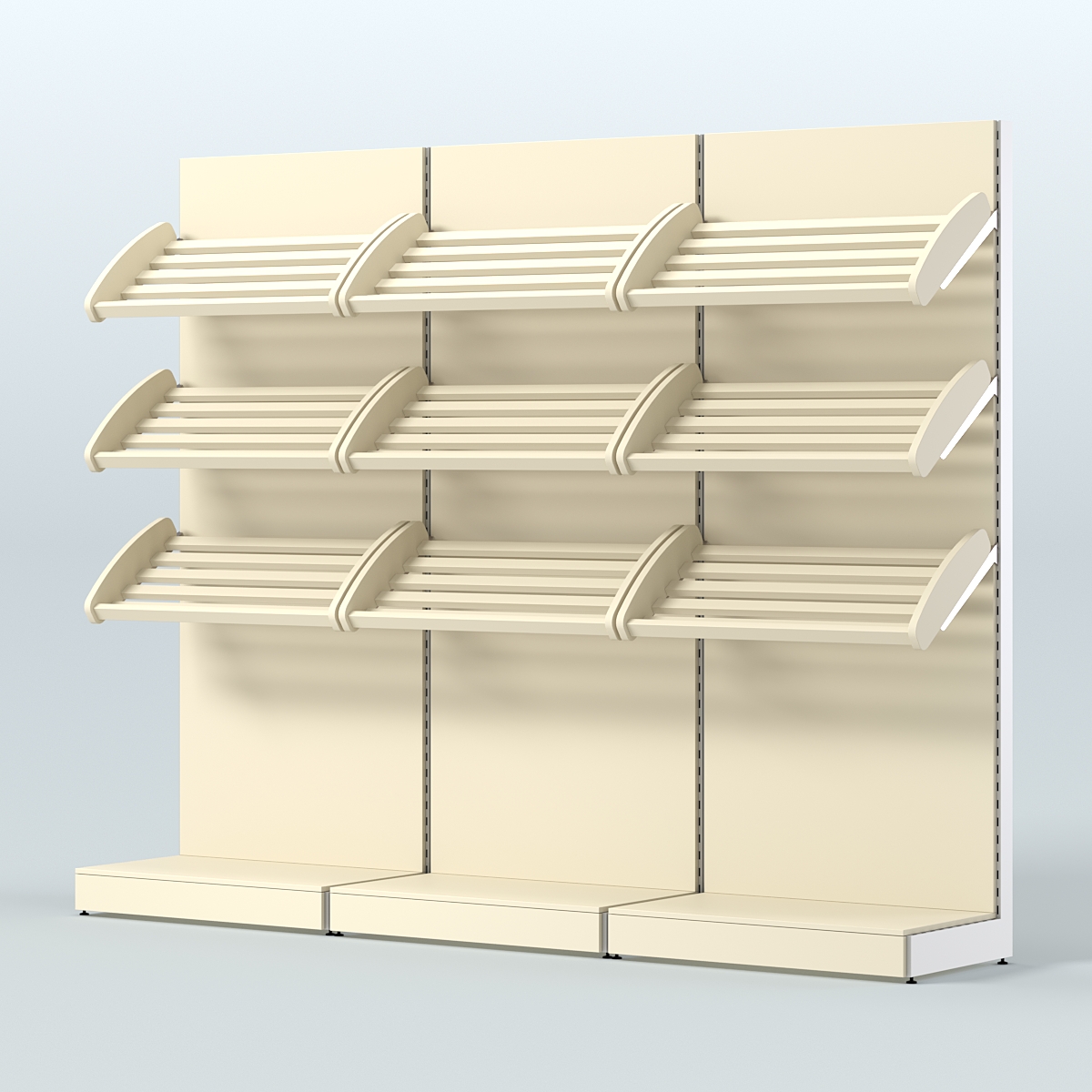 Стеллаж для хлеба и выпечки с тремя наклонными полками трех-секционный СХНП-03 Крем Вайс