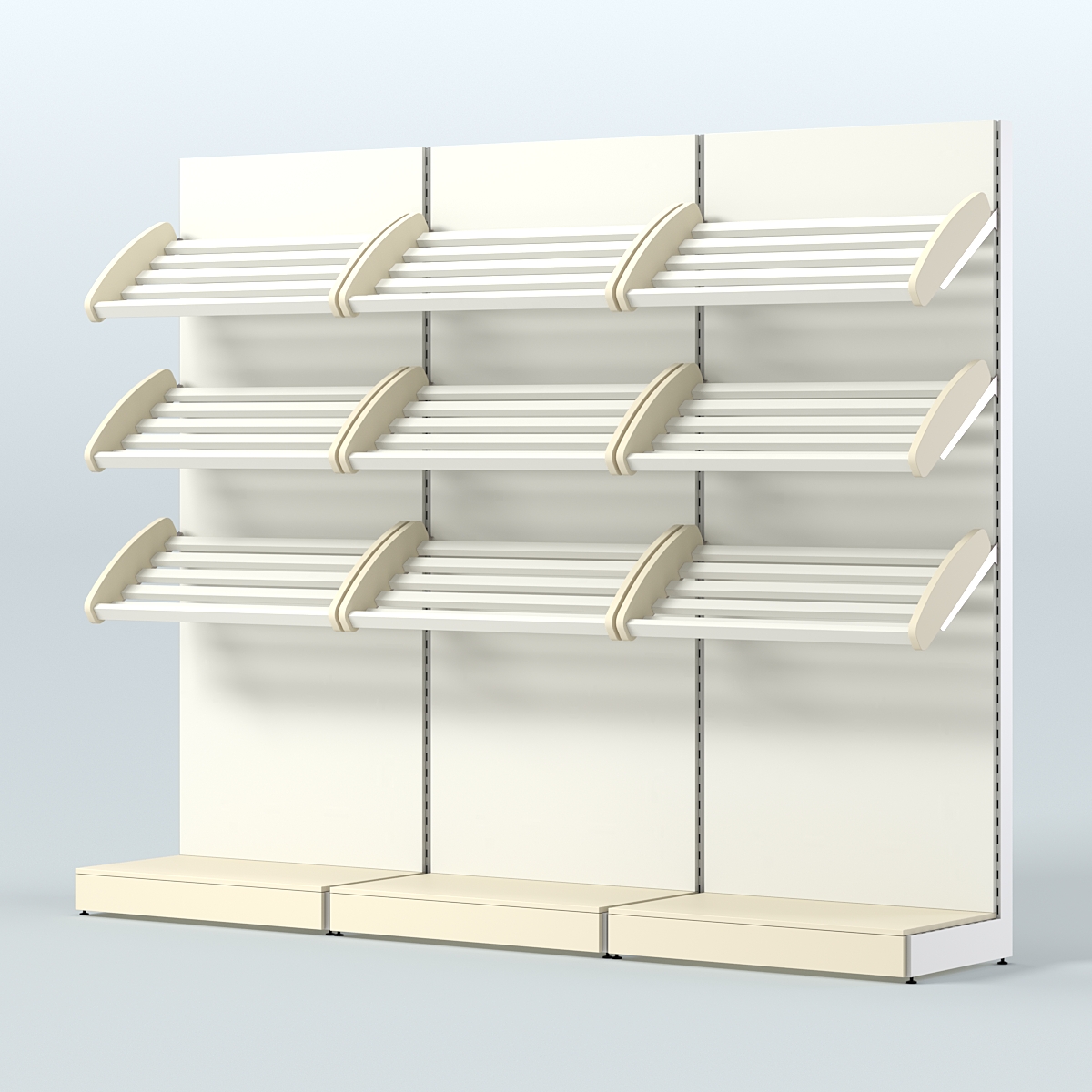 Стеллаж для хлеба и выпечки с тремя наклонными полками трех-секционный СХНП-03 Крем Вайс + Белый