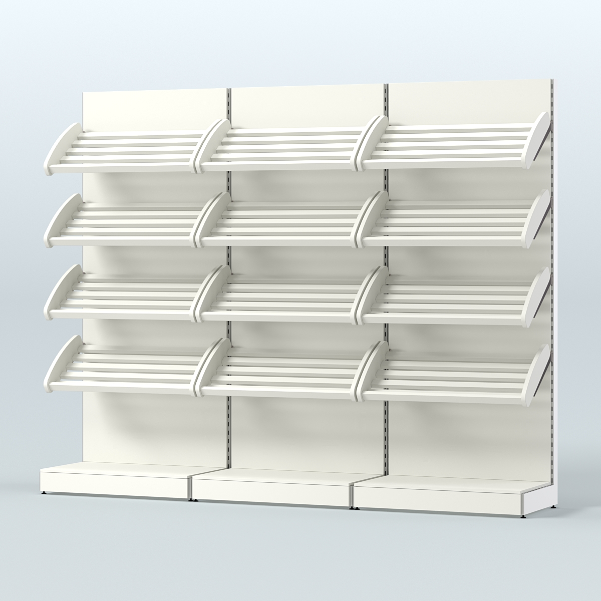 Стеллаж для хлеба и выпечки с четырьмя наклонными полками трех-секционный СХНП-04 Белый