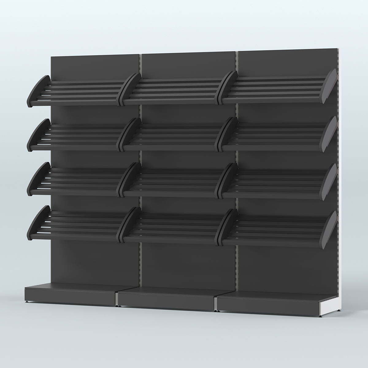 Стеллаж для хлеба и выпечки с четырьмя наклонными полками трех-секционный СХНП-04 Черный