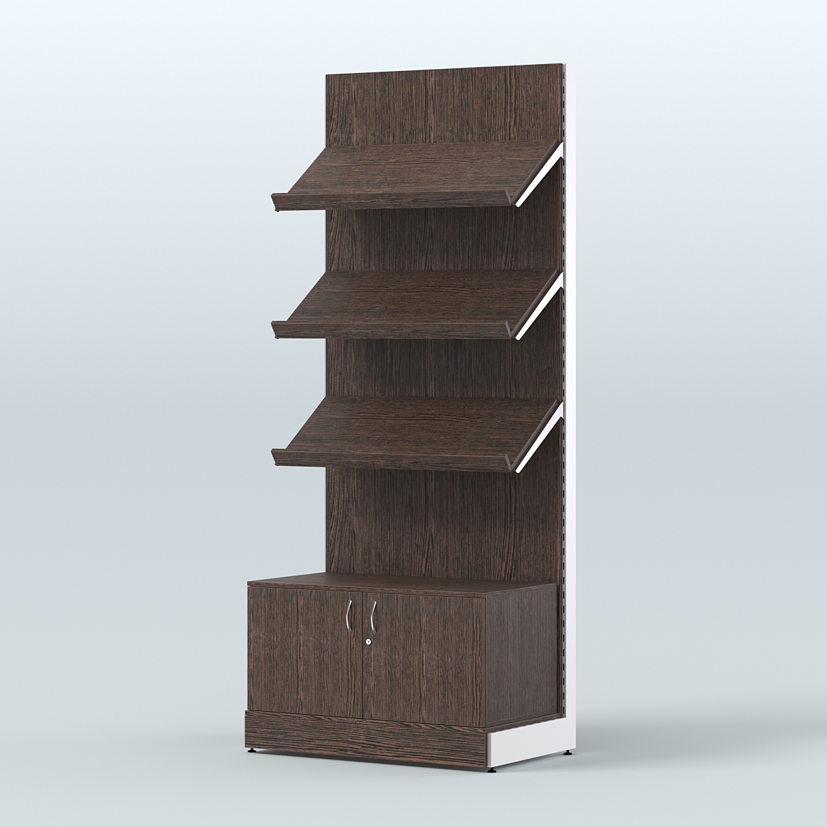 Стеллаж для хлеба и выпечки с тремя наклонными полками и накопителем СХНПН-01 Дуб Венге