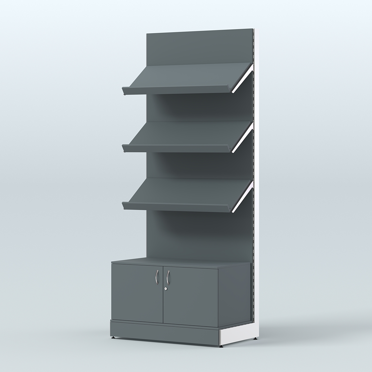 Стеллаж для хлеба и выпечки с тремя наклонными полками и накопителем СХНПН-01 Темно-Серый