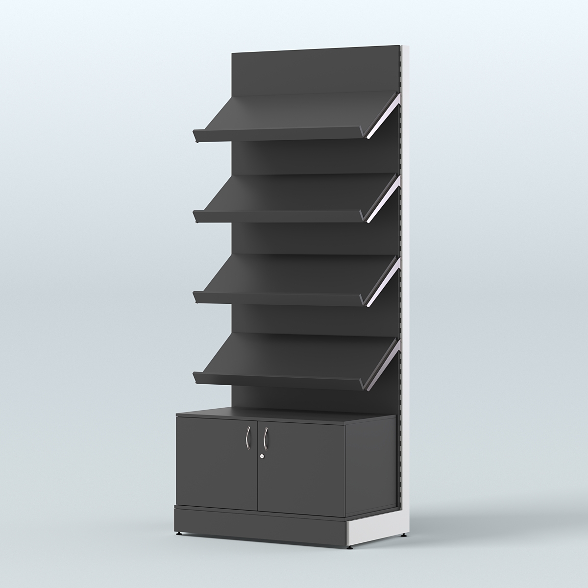 Стеллаж для хлеба и выпечки с четырьмя наклонными полками и накопителем СХНПН-02 Черный