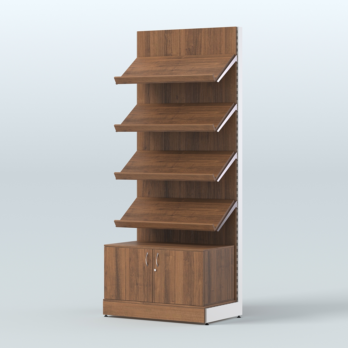 Стеллаж для хлеба и выпечки с четырьмя наклонными полками и накопителем СХНПН-02 Орех