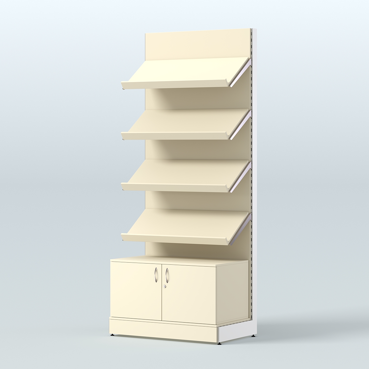 Стеллаж для хлеба и выпечки с четырьмя наклонными полками и накопителем СХНПН-02 Крем Вайс