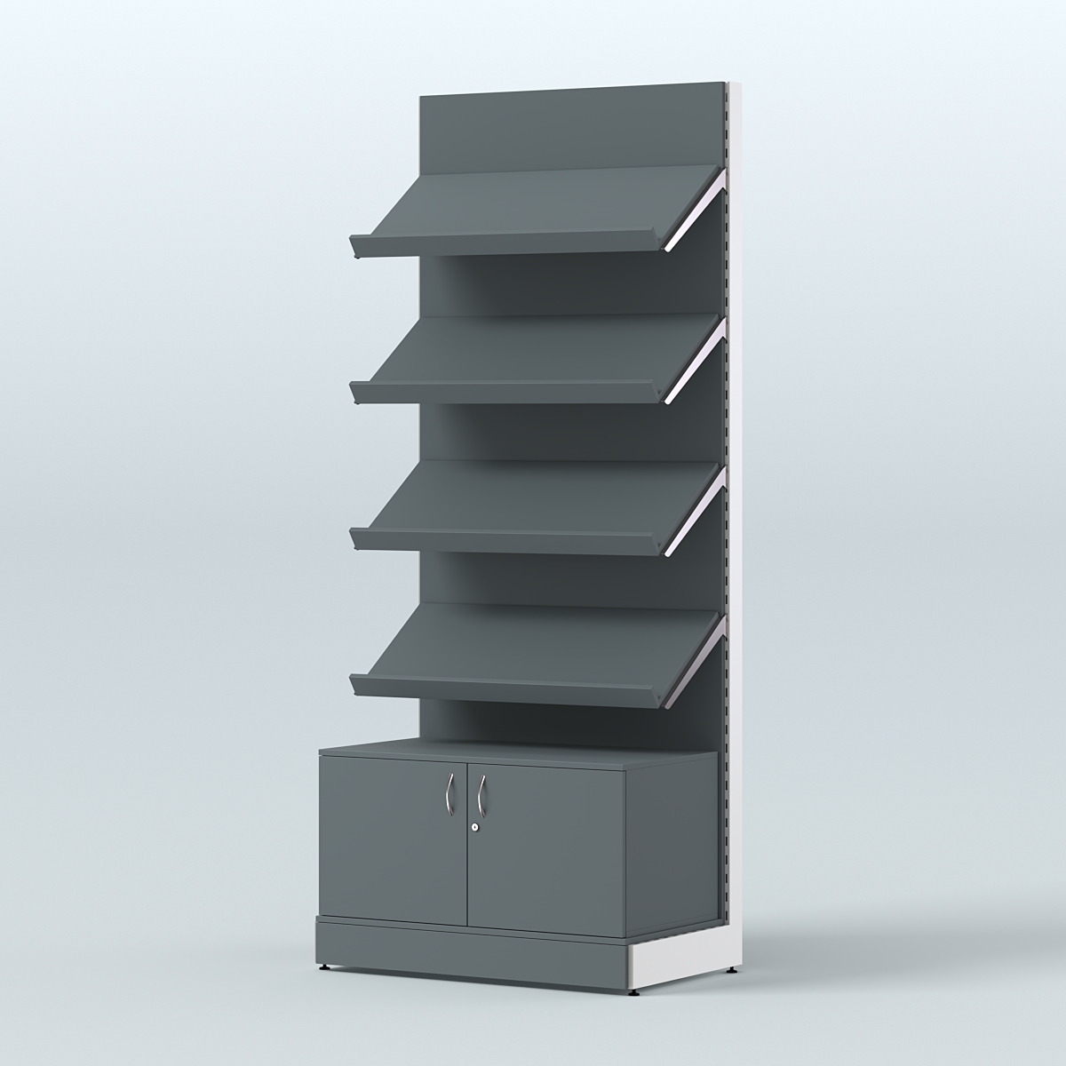 Стеллаж для хлеба и выпечки с четырьмя наклонными полками и накопителем СХНПН-02 Темно-Серый