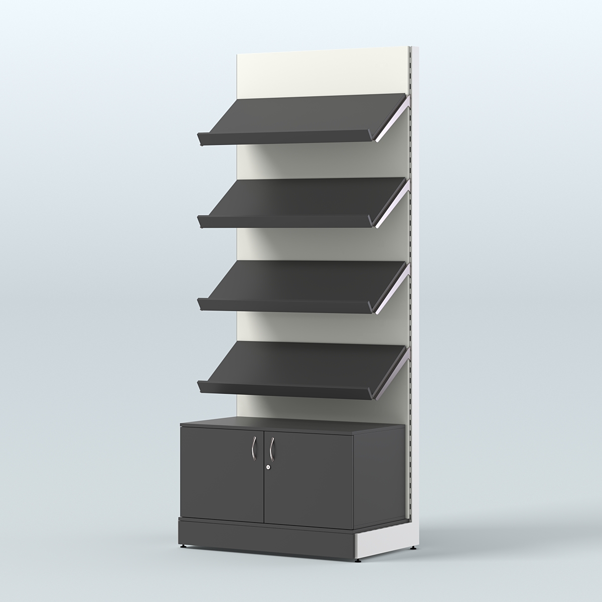 Стеллаж для хлеба и выпечки с четырьмя наклонными полками и накопителем СХНПН-02 Черный и Белый