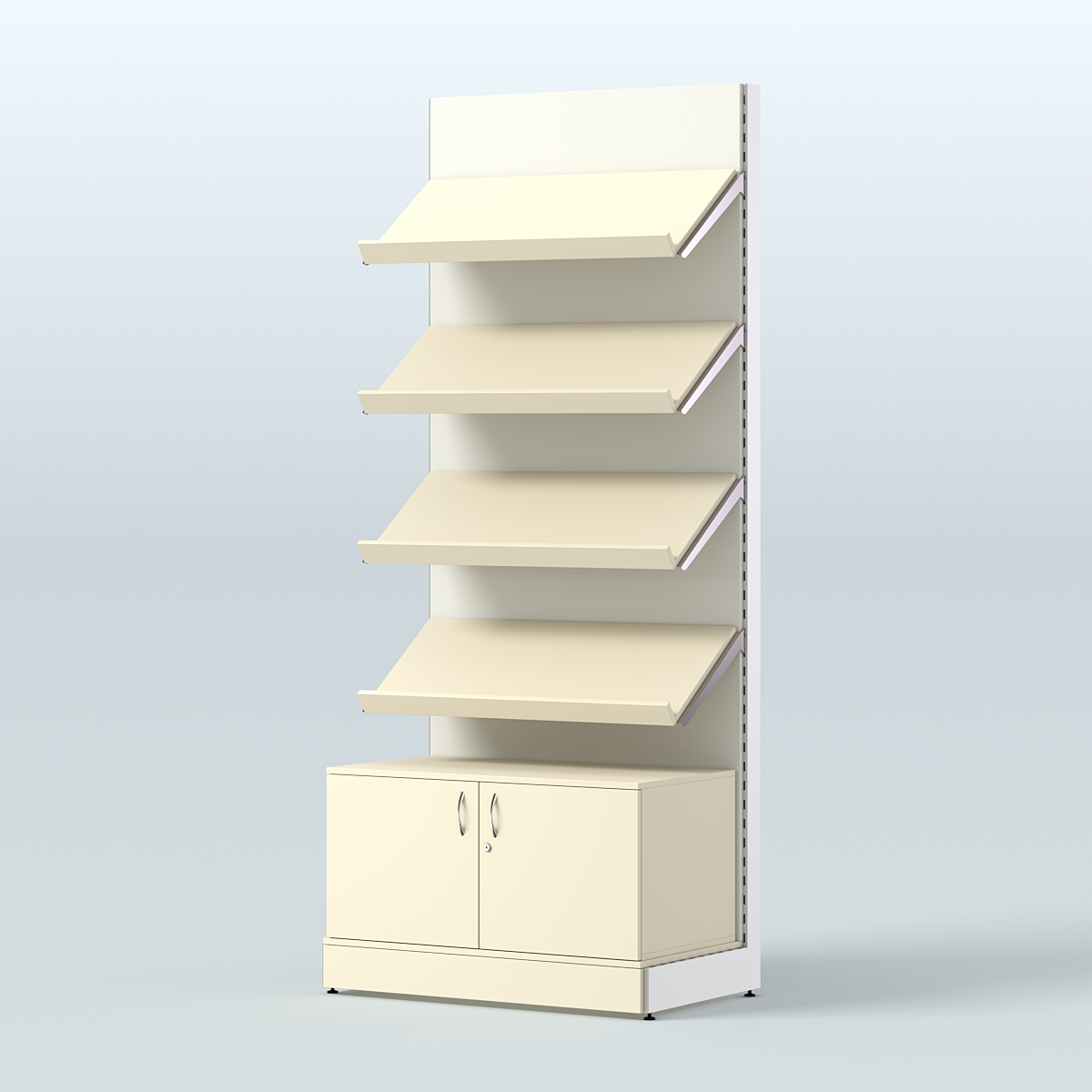 Стеллаж для хлеба и выпечки с четырьмя наклонными полками и накопителем СХНПН-02 Крем Вайс + Белый