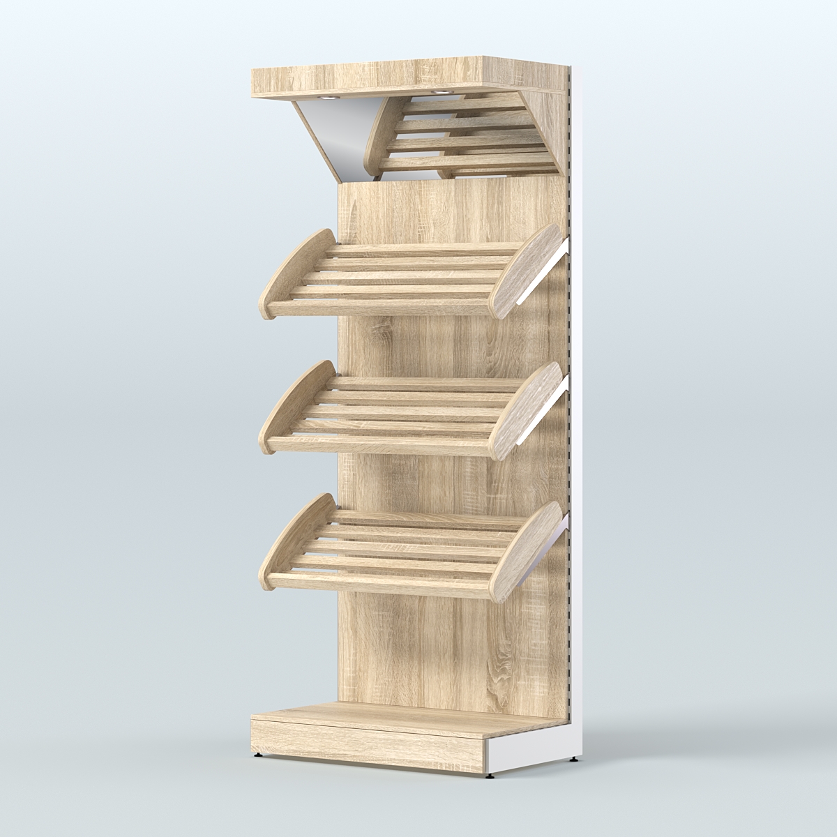 Стеллаж для хлеба и выпечки с тремя наклонными полками и зеркальным фризом СХНПФ-01 Дуб Сонома