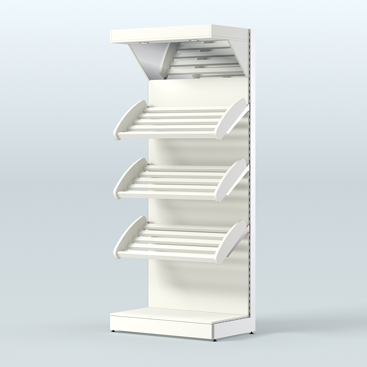 Стеллаж для хлеба и выпечки с тремя наклонными полками и зеркальным фризом СХНПФ-01 Белый