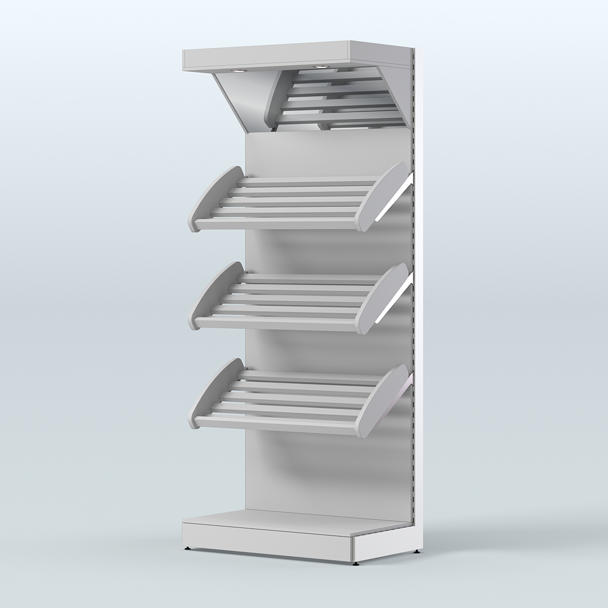 Стеллаж для хлеба и выпечки с тремя наклонными полками и зеркальным фризом СХНПФ-01 Серый