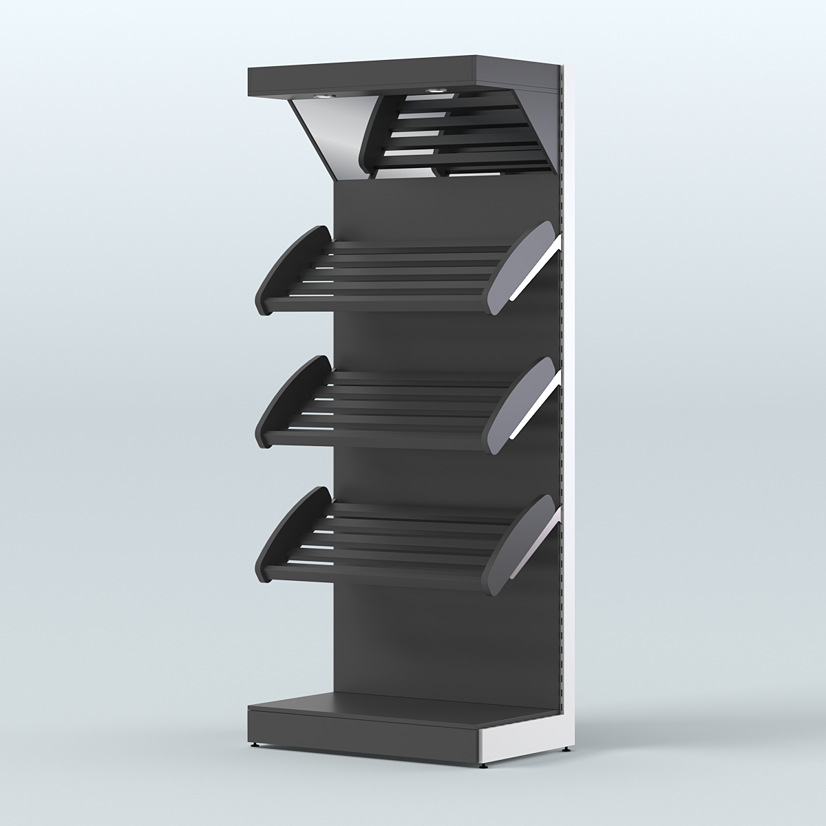 Стеллаж для хлеба и выпечки с тремя наклонными полками и зеркальным фризом СХНПФ-01 Черный