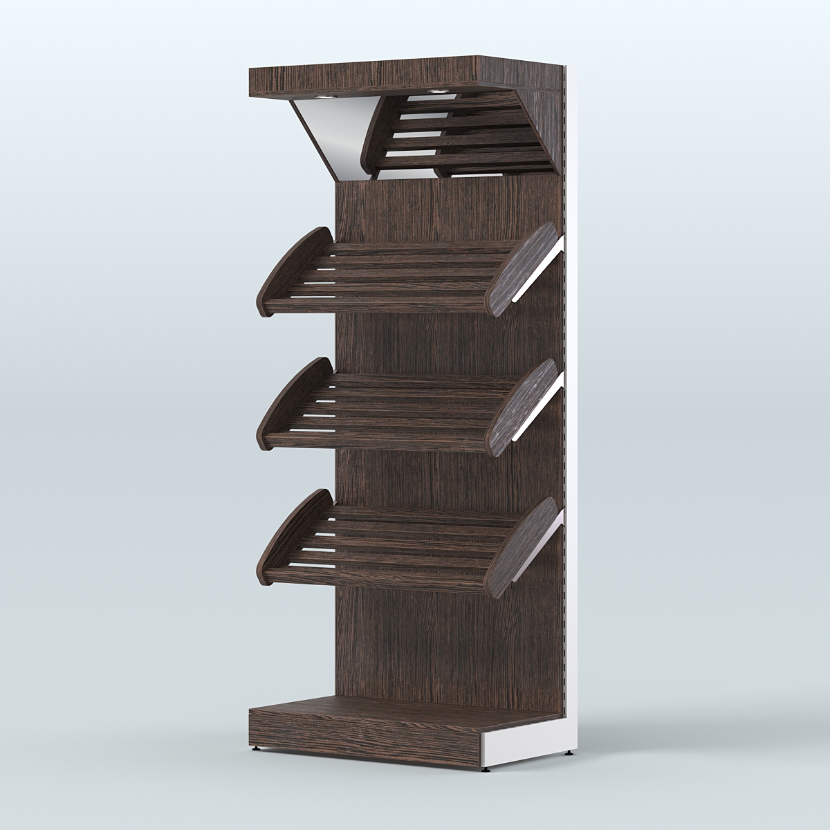 Стеллаж для хлеба и выпечки с тремя наклонными полками и зеркальным фризом СХНПФ-01 Дуб Венге