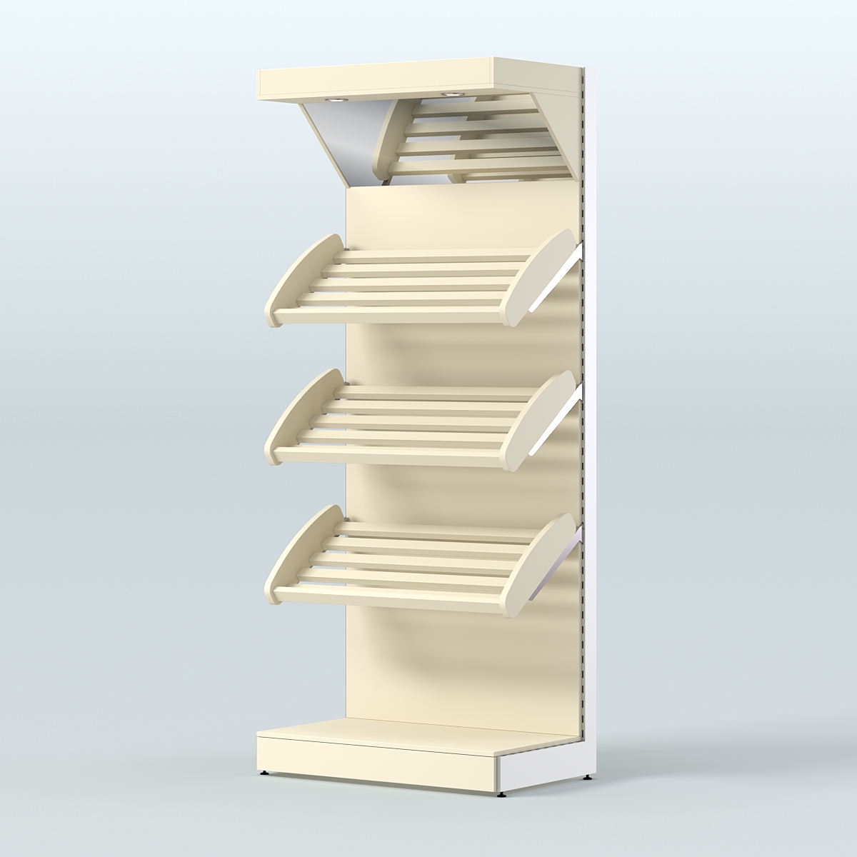 Стеллаж для хлеба и выпечки с тремя наклонными полками и зеркальным фризом СХНПФ-01 Крем Вайс