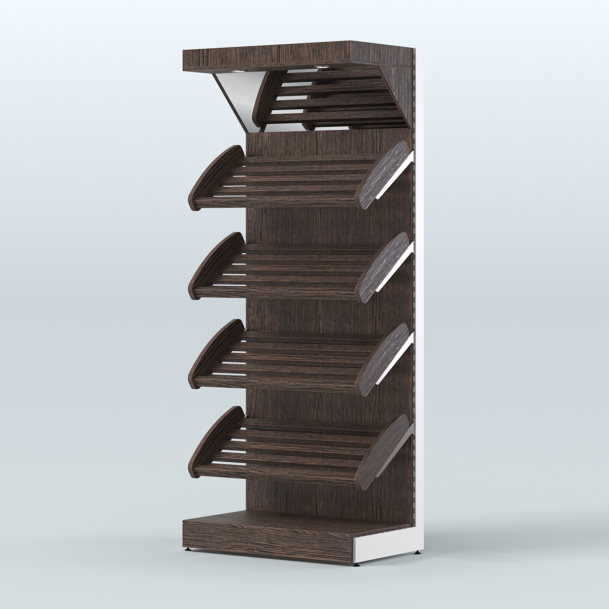 Стеллаж для хлеба и выпечки с четырьмя наклонными полками и зеркальным фризом СХНПФ-02 Дуб Венге