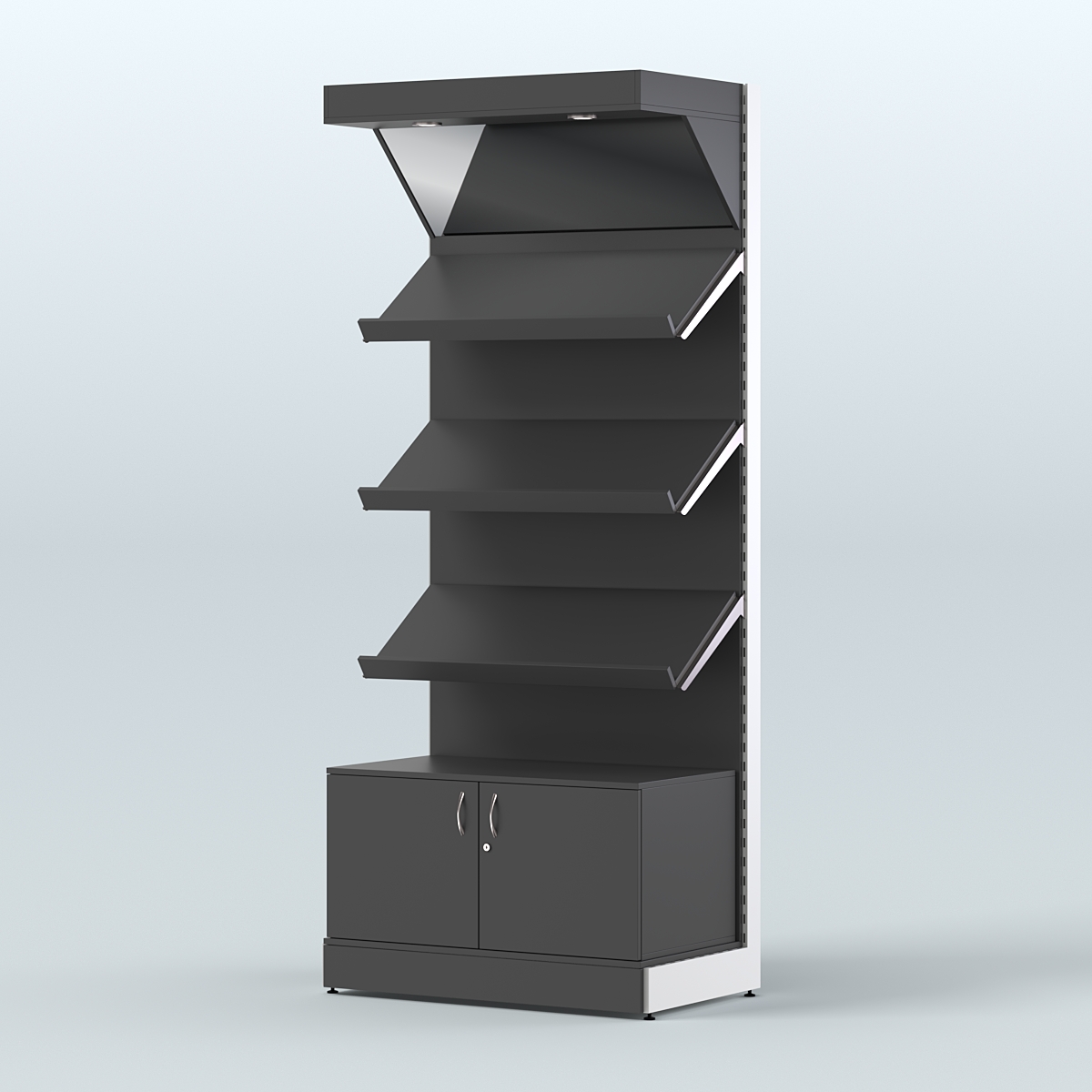 Стеллаж для хлеба и выпечки с тремя наклонными полками накопителем и фризом СХНПНФ-01 Черный