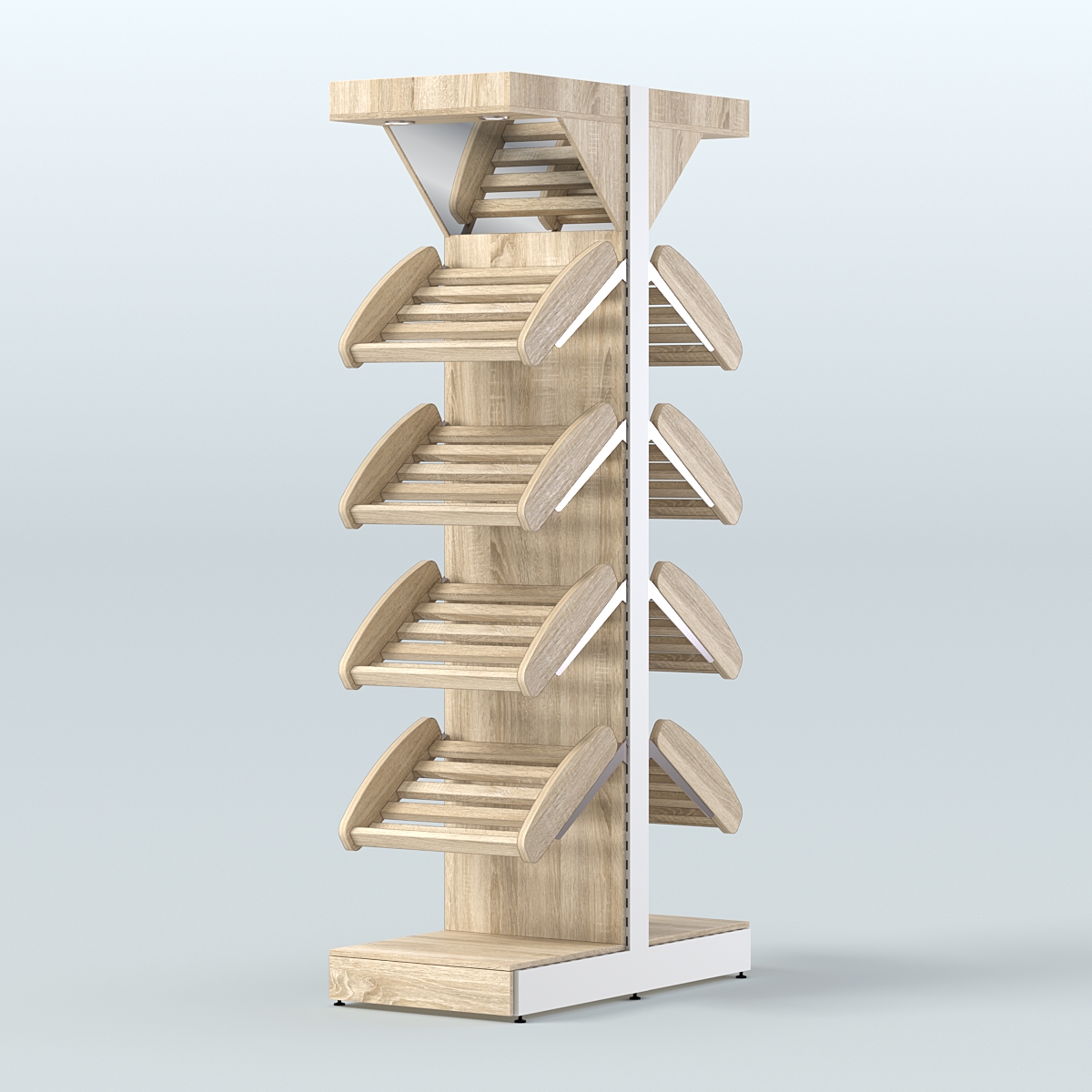 Стеллаж для хлеба островной узкий с полками и зеркальным фризом СХОВФ-02 Дуб сонома