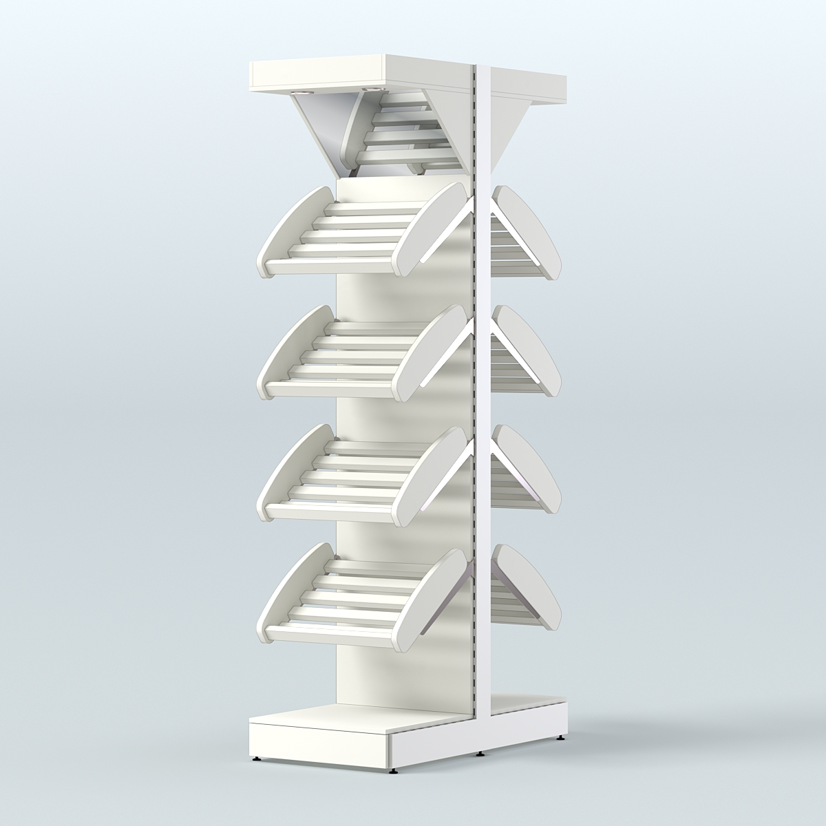 Стеллаж для хлеба островной узкий с полками и зеркальным фризом СХОВФ-02 Белый