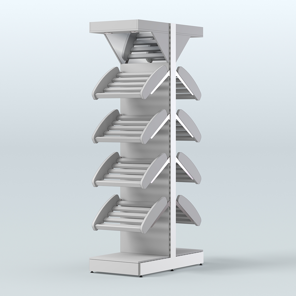 Стеллаж для хлеба островной узкий с полками и зеркальным фризом СХОВФ-02 Серый