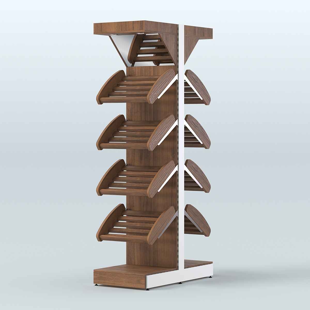 Стеллаж для хлеба островной узкий с полками и зеркальным фризом СХОВФ-02 Орех