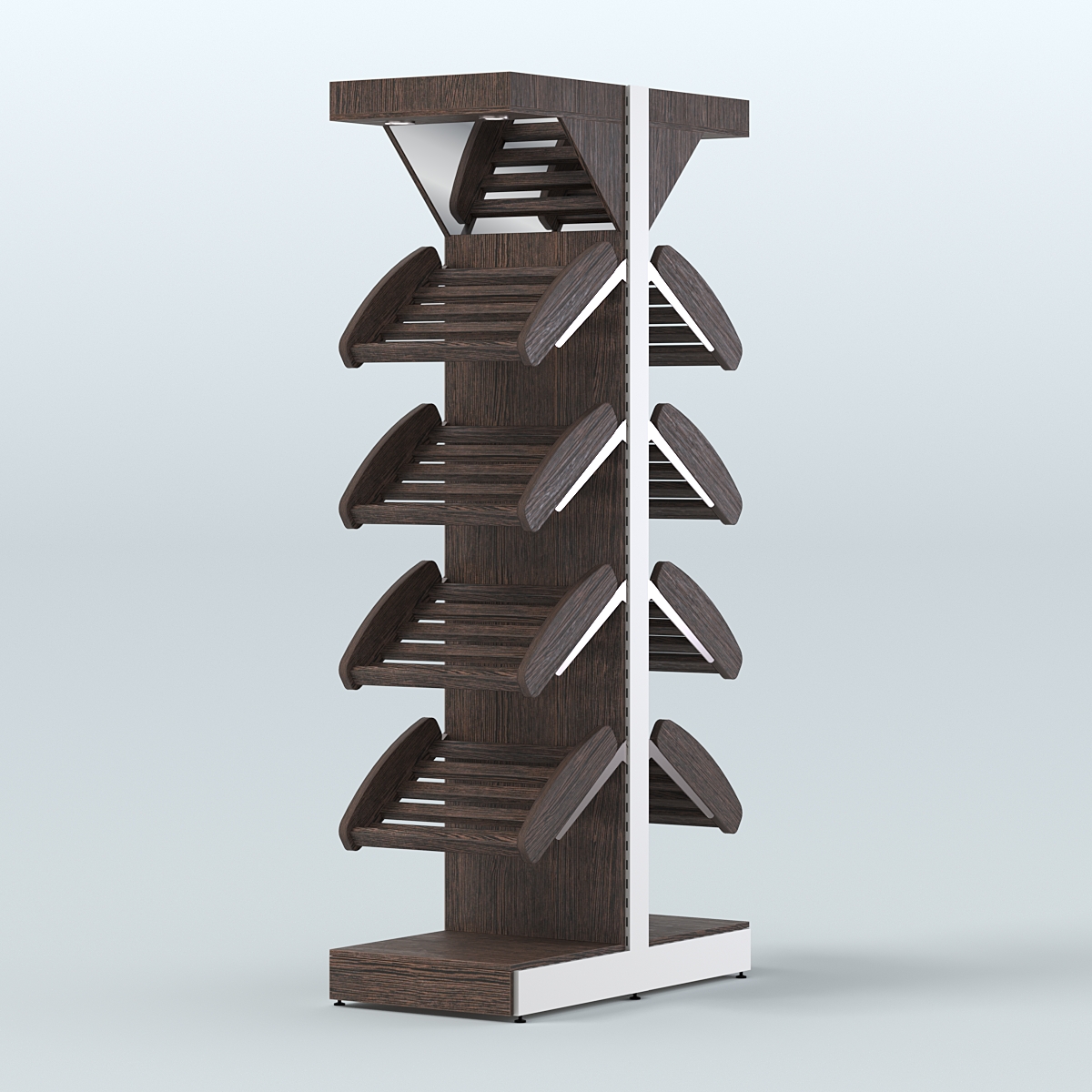 Стеллаж для хлеба островной узкий с полками и зеркальным фризом СХОВФ-02 Дуб Венге