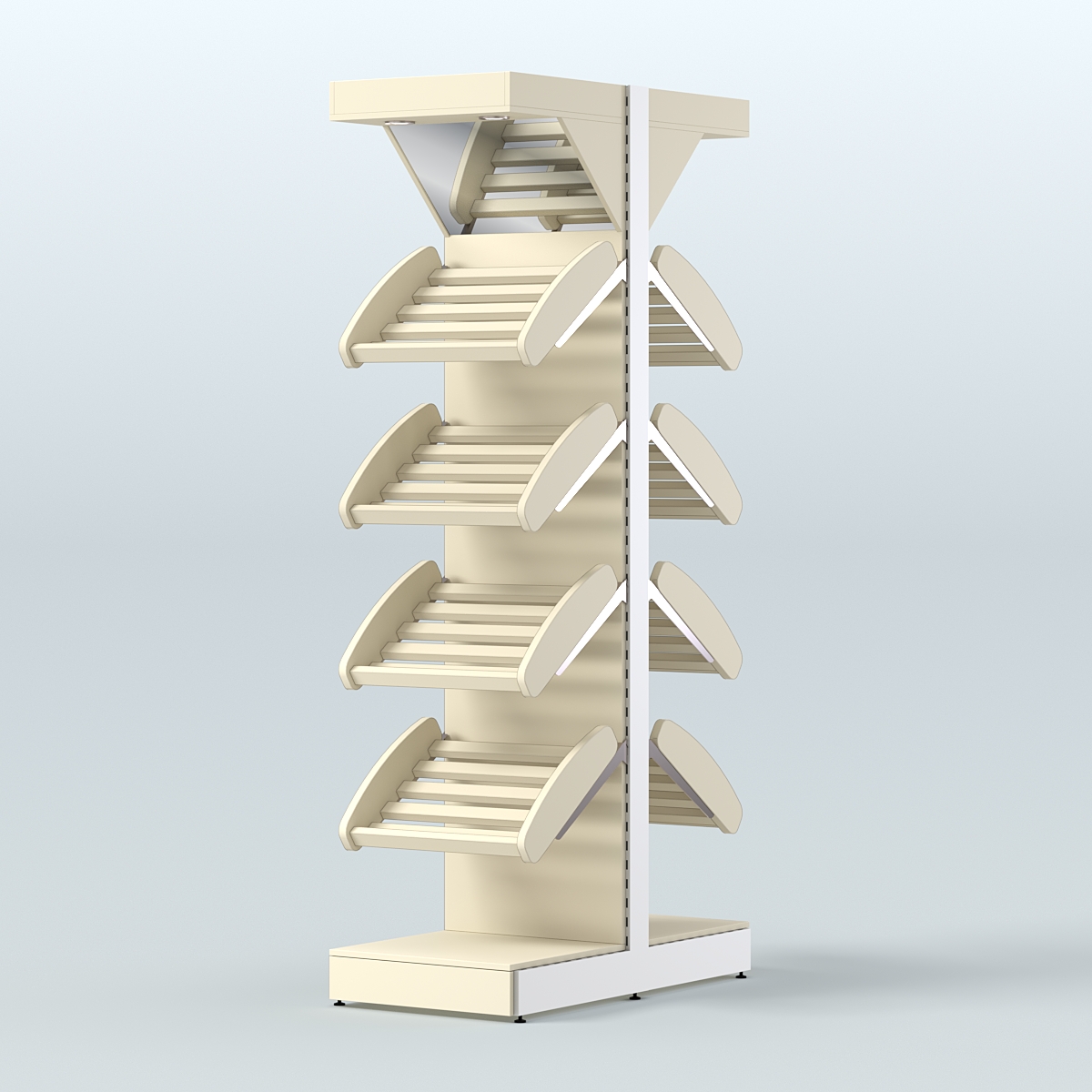 Стеллаж для хлеба островной узкий с полками и зеркальным фризом СХОВФ-02 Крем Вайс