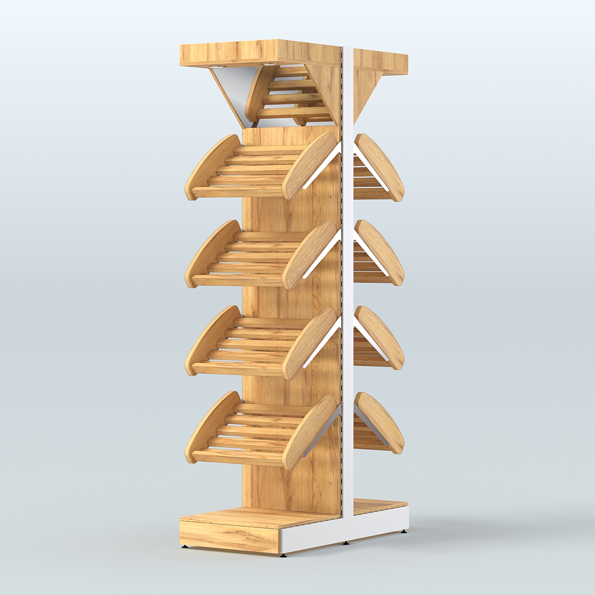 Стеллаж для хлеба островной узкий с полками и зеркальным фризом СХОВФ-02 Дуб Золотистый