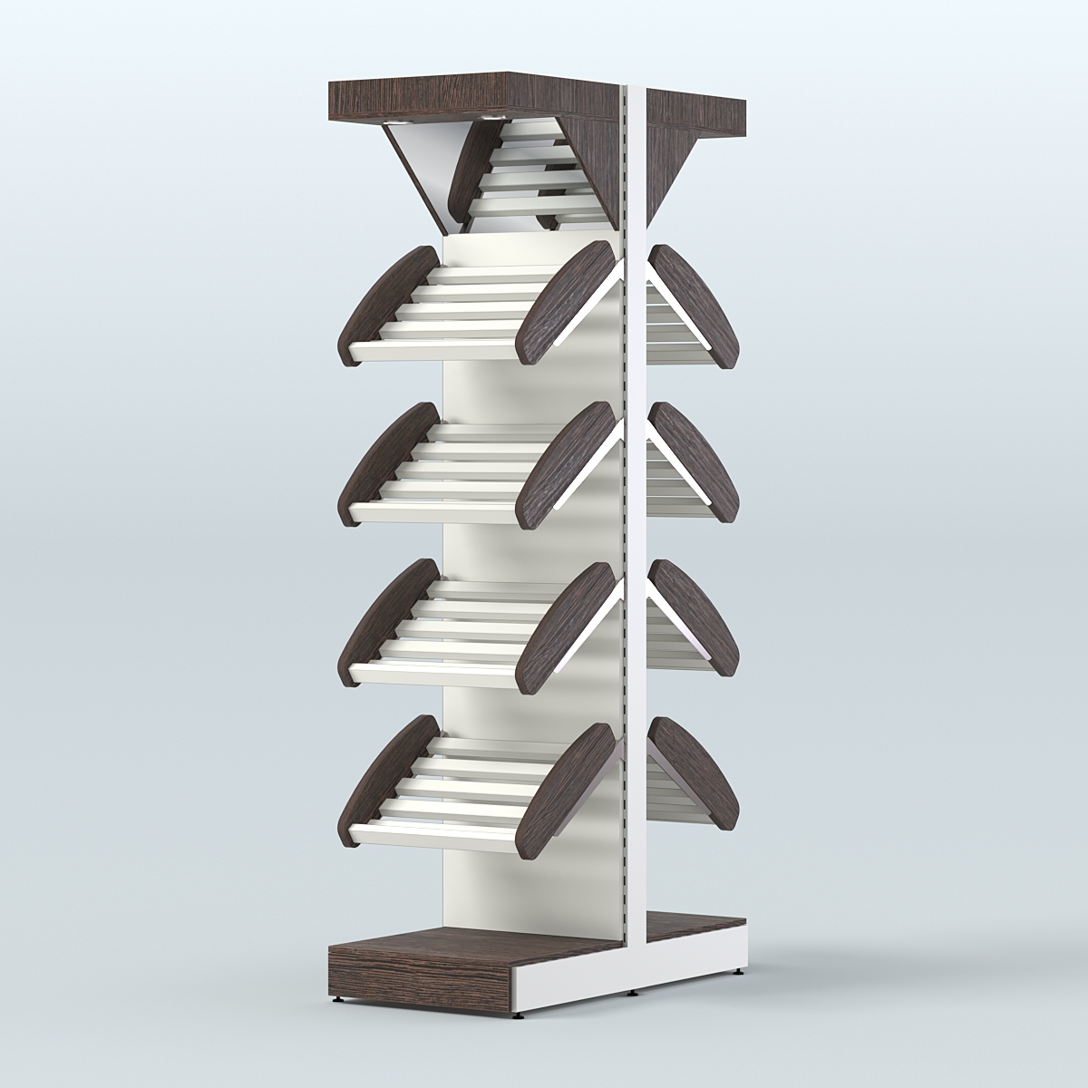 Стеллаж для хлеба островной узкий с полками и зеркальным фризом СХОВФ-02 Дуб Венге + Белый