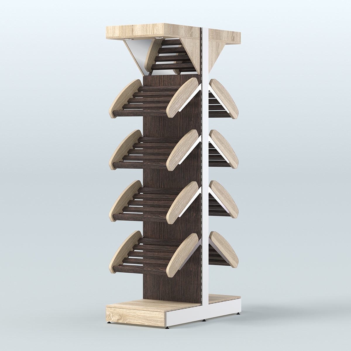 Стеллаж для хлеба островной узкий с полками и зеркальным фризом СХОВФ-02 Дуб Сонома + Дуб Венге
