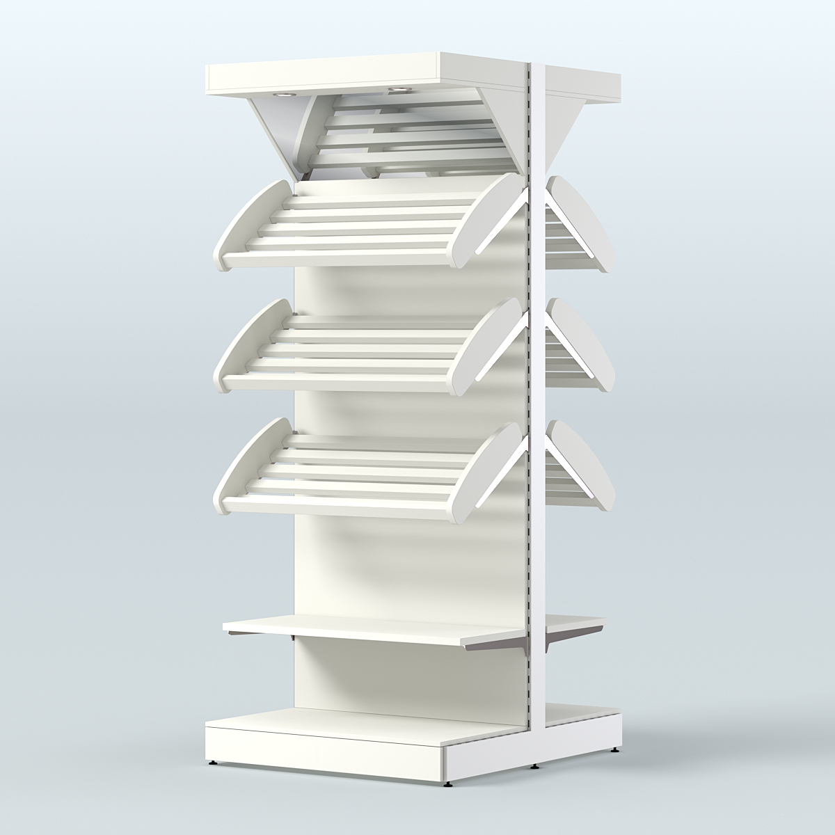 Стеллаж для хлеба островной высокий комбинированный с зеркальным фризом СХОВФ-03 Белый
