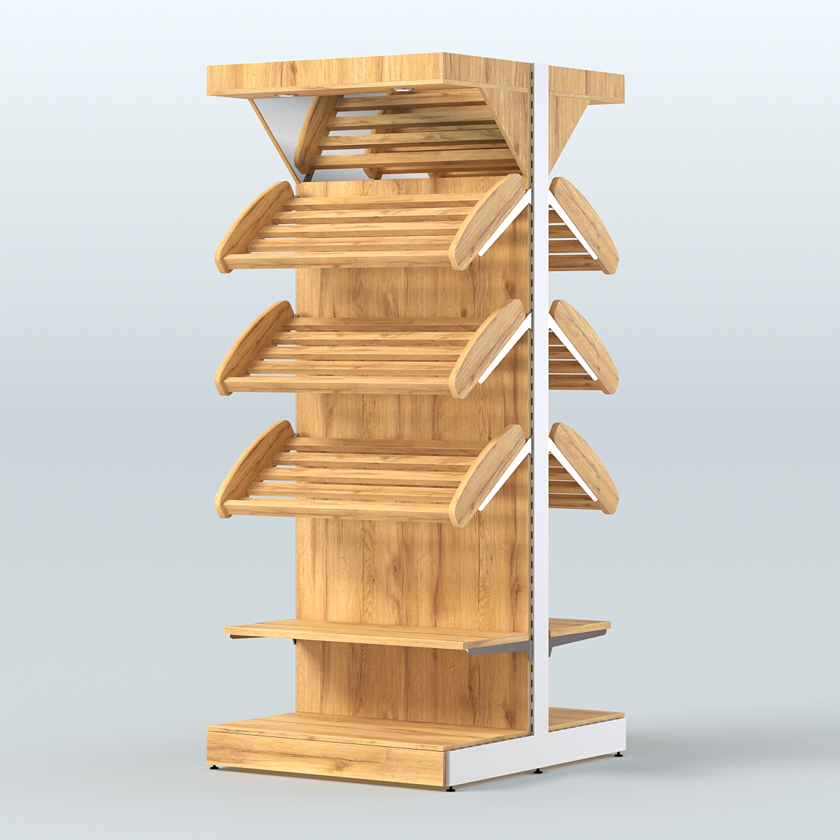 Стеллаж для хлеба островной высокий комбинированный с зеркальным фризом СХОВФ-03 Дуб Золотистый