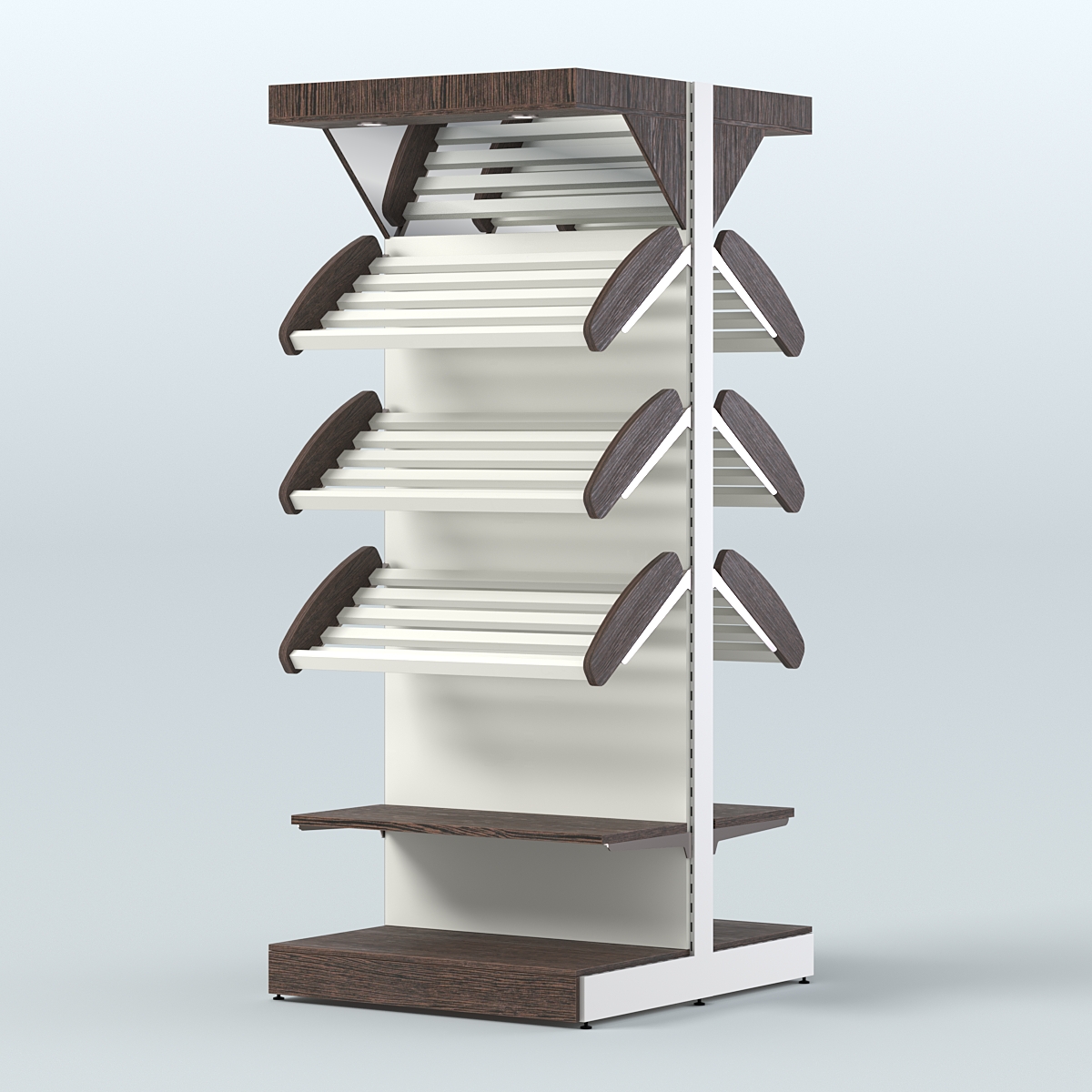Стеллаж для хлеба островной высокий комбинированный с зеркальным фризом СХОВФ-03 Дуб Венге + Белый