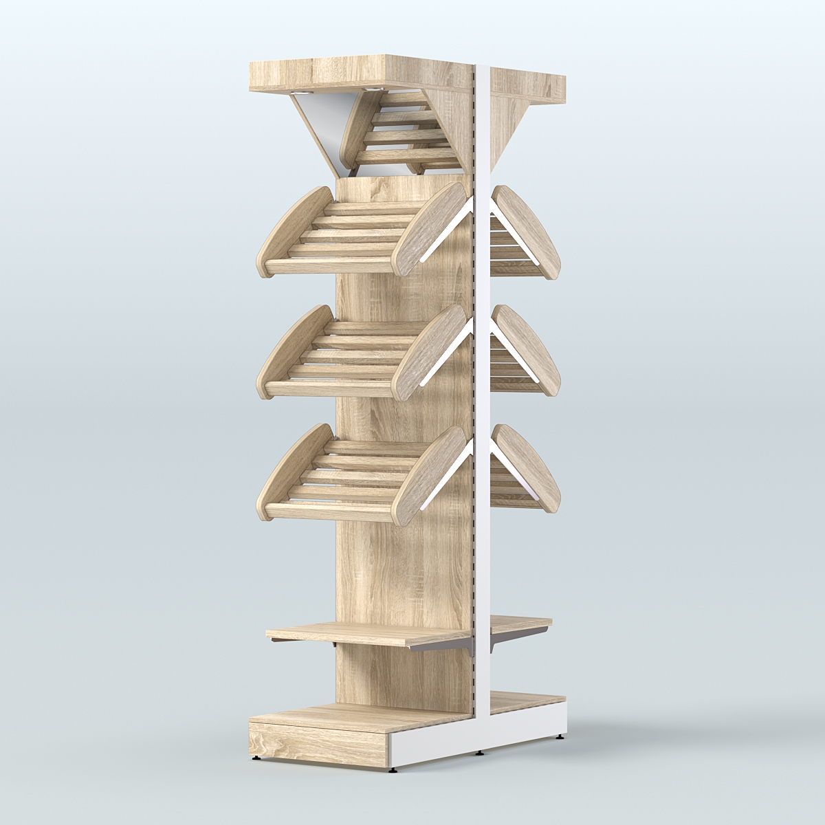 Стеллаж для хлеба островной узкий с зеркальным фризом СХОВФ-04 Дуб сонома