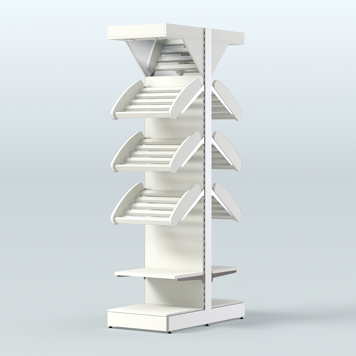 Стеллаж для хлеба островной узкий с зеркальным фризом СХОВФ-04 Белый