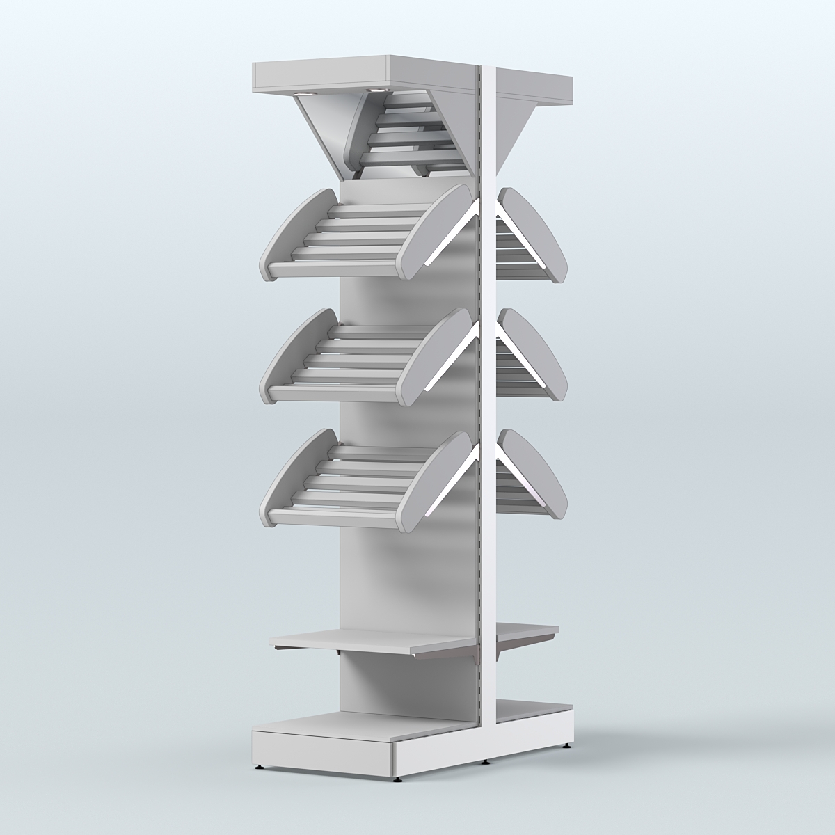 Стеллаж для хлеба островной узкий с зеркальным фризом СХОВФ-04 Серый