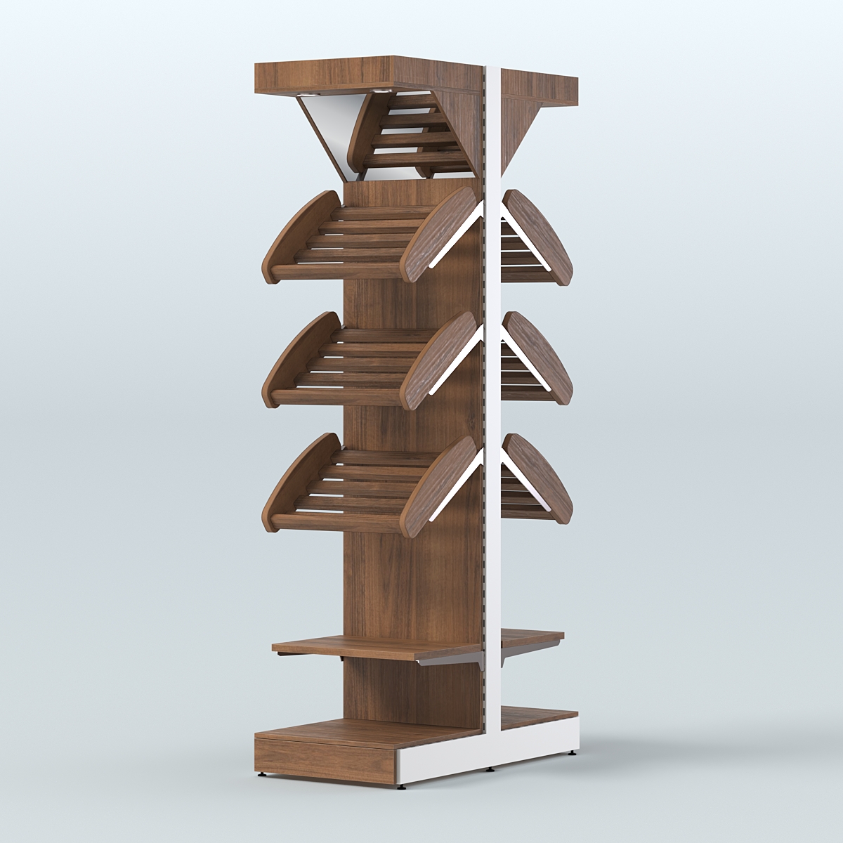 Стеллаж для хлеба островной узкий с зеркальным фризом СХОВФ-04 Орех