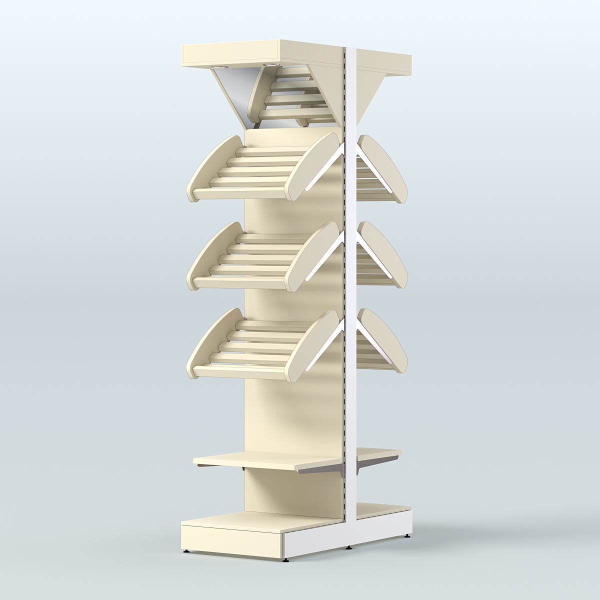 Стеллаж для хлеба островной узкий с зеркальным фризом СХОВФ-04 Крем Вайс